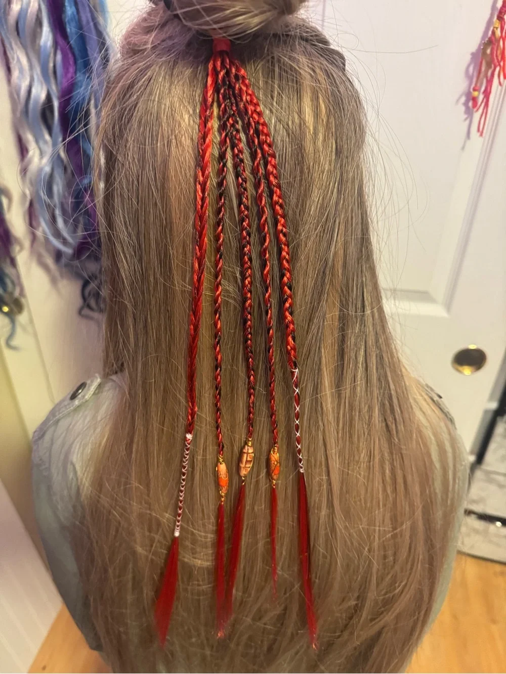 Red Braided Hair Extensions for Women - Fashion Accent Strands